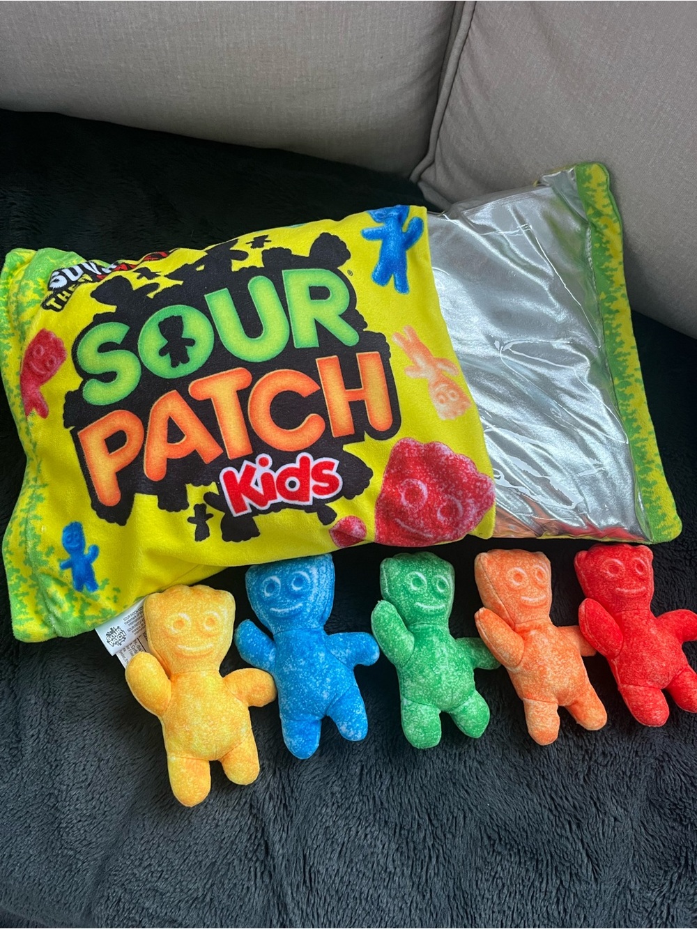 Sour Patch Kids Candy Plush Pillow with Colorful Gummy Dolls Toy